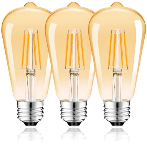 Suncan E26 Vintage LED Edison Bulbs 2.5W,ST19 Low Wattage Light Bulbs,Equivalent 25W, 250 Lumens,Warm White 2500K,Antique LED Filament Bulbs,120V,Non Dimmable,Amber,3 Pack