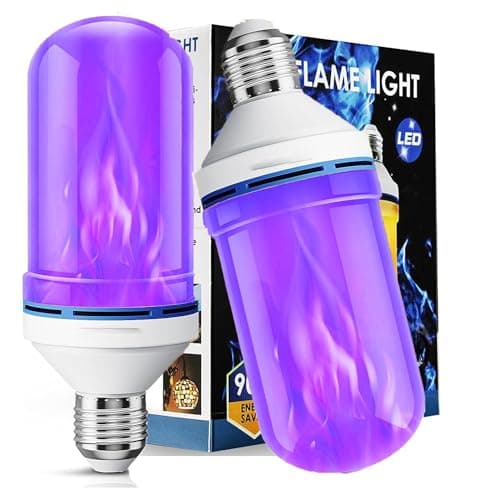 LeiNetfor Upgraded LED Purple Flame Light Bulbs, 4-Mode Flickering Light Bulbs with Gravity Sensor, E26 Fire Light Bulb for Porch Party Patio Home Halloween Christmas Indoor Outdoor (Purple, 2)