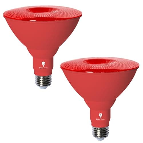 Bluex Bulbs 2 Pack BlueX LED Par38 Flood Red Light Bulb - 18W (120Watt Equivalent) - Damp Rated Dimmable - E26 Base Red LED Lights