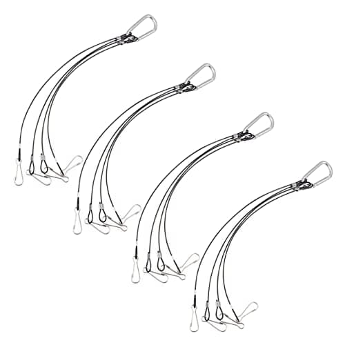 BESPORTBLE 4-Pack Grow Light Hanger Kit - Adjustable Wire Rope Hooks for Indoor Plant Lighting LED Grow Lights and Aquarium Setup 15mm x 400mm