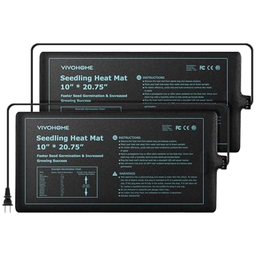 VIVOHOME 2 Packs Waterproof Seedling Heat Mats for Seed Starting, 10" x 20.75" Durable Seed Germination Heating Mat, 20W Warming Mat for Indoor Growing, Hydroponic, Greenhouse