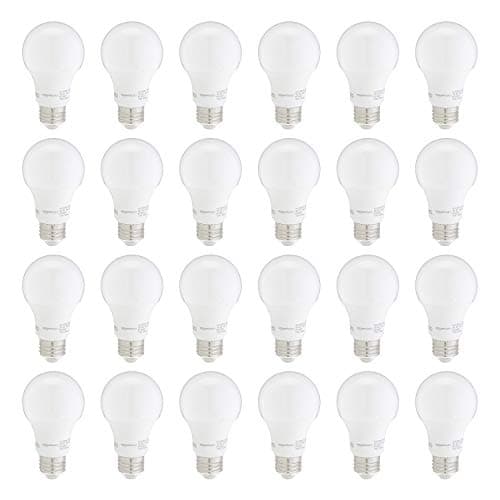 Amazon Basics A19 LED Light Bulbs, 60W Equivalent, Daylight White 5000K, Non-Dimmable, Energy Efficient 9W, E26 Base, 10,000 Hour Lifetime, 24-Pack