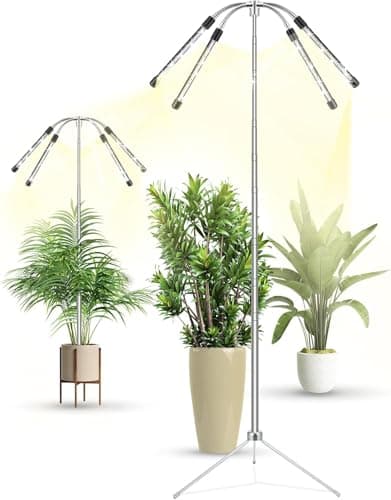 Grow Lights for Indoor Plants Full Spectrum,15-62 Inches Height Adjustable Dsektop and Standing Plant Growing Lights with Detachable Tripod Stand for Large and Small Plants, Auto On/Off Timer