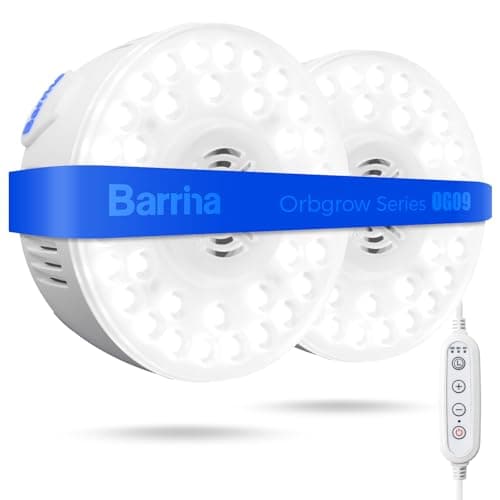 Barrina Orbgrow OG09 Puck Grow Light, 5000K 18W(2 x 9W, 270 Watt Equiv), Full Spectrum Plant Light for Indoor Plants, Magnetic & Linkable with Timer, 5 Levels Dimmable for Plant Shelf, 2 Packs