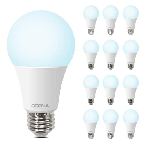DEGNJU LED Light Bulbs, 100 Watt Equivalent LED Bulbs A19, 5000K Daylight Light Bulb, 1500 Lumens, E26 Standard Base, Non-Dimmable, 13W Bright White LED Bulbs for Bedroom Home Office, 12 Pack