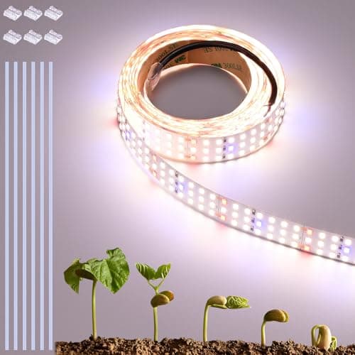 FOSUO 16.4FT LED Plant Grow Light, 2100LEDs Full Spectrum Grow Lamp with High PPFD, 24V 120W Cuttable Plants Growing Light Strip Flexible Self Adhesive for Seedlings Veg Flower