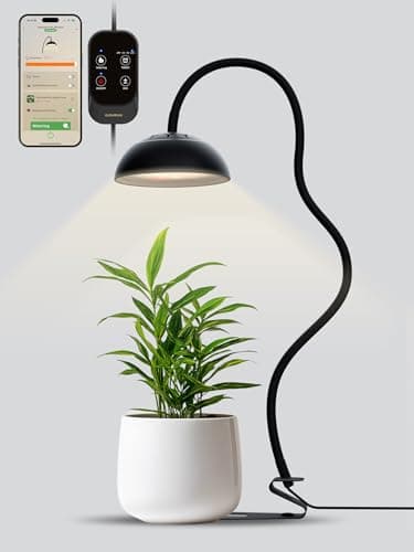 GLOWRIUM Smart Grow Lights for Indoor Plants,10W Full Spectrum Plant Lights with Bluetooth App Control, 360° Flexible Gooseneck Grow Lamp, Auto Timer 3/9/12Hrs, 10 Brightness for Small Plants, Black