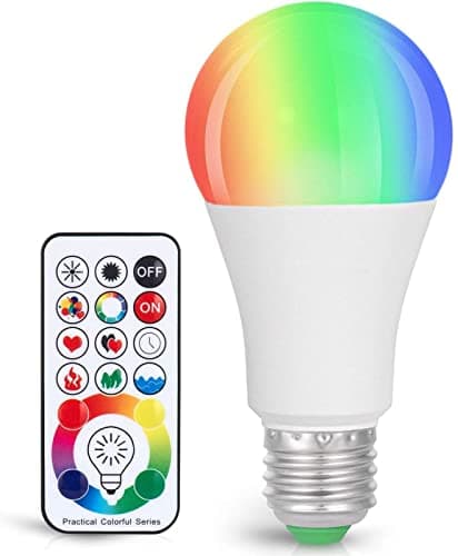 ILC RGB LED Color Changing Light Bulb, 40W Equivalent, 450LM, 2700K Warm White 5W E26 Screw Base RGBW, Flood Light Bulb- 12 Color Choices - Timing Infrared Remote Control (4 Pack)