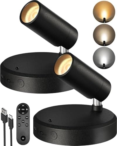 Spot Lights Indoor Led Spotlight: Rechargeable Battery Wireless Up Lights Indoor - Plants Tree Artwork Portrait Picture Display Accent Lighting for Home Decorators Homeowners Art Collectors(2 Pack)