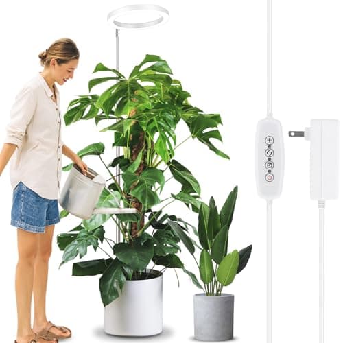 LORDEM 10" Grow Light for Indoor Plants, Full Spectrum Plant Lamp with 160 LEDs, 4H/8H/12H Timer, 6 Dimmable Levels, 3 Spectrum Modes, Height Adjustable 65", Ideal for Growing Large Tall Plants