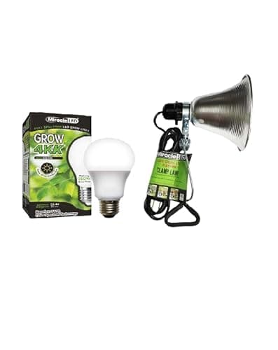 Miracle LED 4KK Clamp-On LED Grow Light Kit with 12W Full Spectrum Daylight White Replacing 150W, Grow Bulbs for Vegetables, Herbs, Hydroponics (1-Pack)