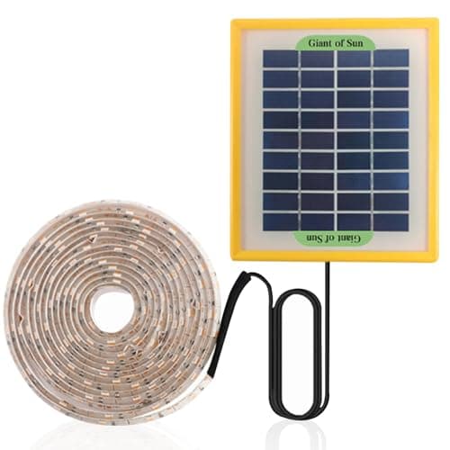 Jcasbdn Solar Powered Grow Lights 16.4ft Plants Light Strip with Solar Panel Full Spectrum Fast Heat Dissipation Heat Lamp for Outdoor Indoor Garden Greenhouse