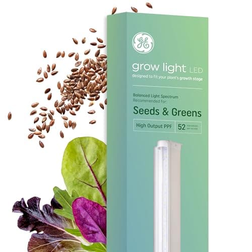 GE Grow Light for Indoor Plants, Indoor Plant, LED Light Bulb Fixture for Seeds and Greens with Balanced Spectrum, 25,000 Hours Lifespan, 52 PPF, 48 Inches (1 Pack)