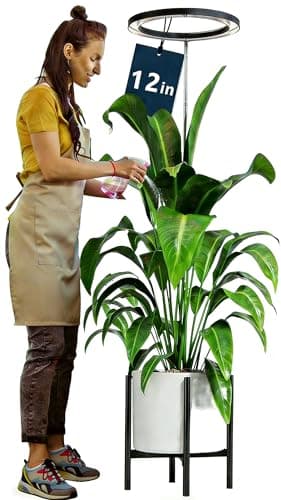 12" Grow Lights for Large Indoor Plants, Full Spectrum Indoor Plant Lights for Indoor Growing,Height Adjustable 15"-65",Timer Auto On/Off 3/9/12H,9 Brightness,Led Tall Halo Grow Light for House Plants