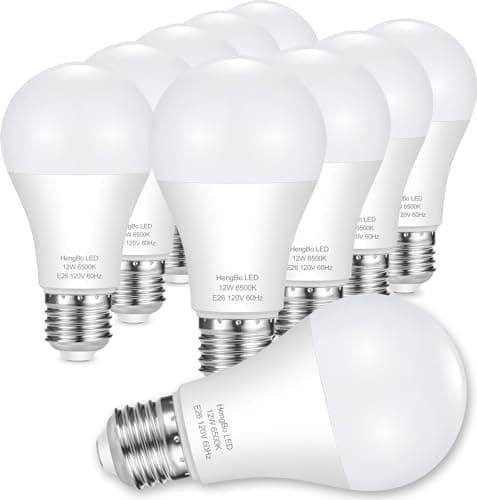 UPWATT LED Light Bulbs, A19 Daylight 6500K Light Bulb, 12W (100 Watt Equivalent) 1200 Lumens, Non-Dimmable, E26 Standard Medium Base Super Bright Lamp for Bathroom Home Lighting 10 Packs