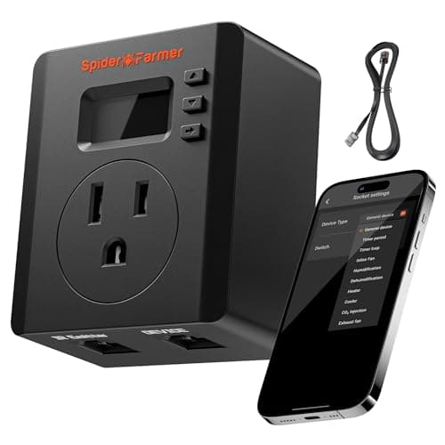 Spider Farmer S Station GGS Pro Outlet, 1 AC APP-Based Controls Outlet, 15A/1875W Max, Universal Energy Monitoring for Indoor Grow Home Appliance