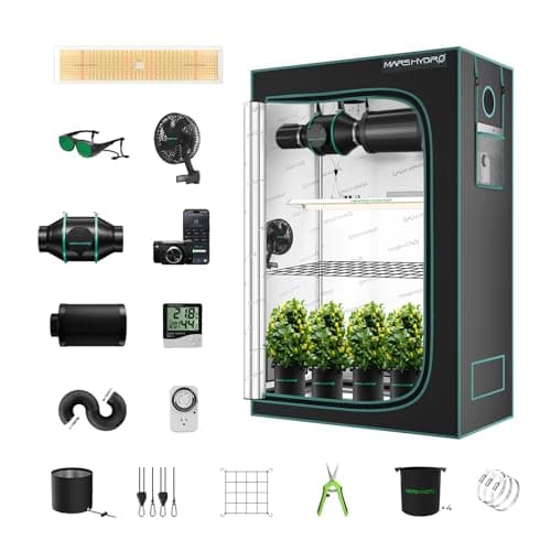 MARS HYDRO 2x4 Grow Tent Kit Complete System with 300W TSL2000 4x2 Full Coverage Dimmable Light,48"x24"x71" 1680D High Reflective Mylar,4inch 26.8dB,205CFM Smart Ventilation Kit,10 Speed Clip Fan