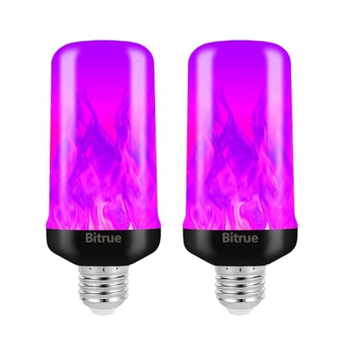 Bitrue LED Flame Bulbs, 4 Modes Purple Flame Effect Light Bulbs, E26 Base Fire Light Bulb with Gravity Sensor, Flickering Light Bulbs for Hallowee Home Decor (Purple 2 Pack)
