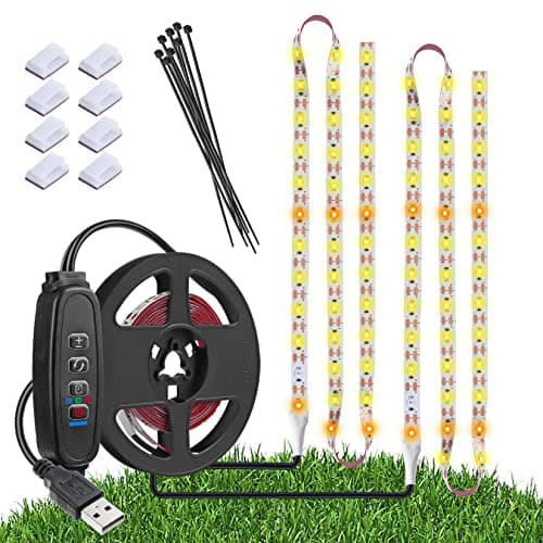 Grow Light Strip Waterproof Grow Lights for Indoor Plants Full Spectrum Plant Grow Lights Indoor with Auto ON/Off Timer White Red 120 LEDs Sunlike Grow Lamp for Plant Light for Indoor Plants (1)