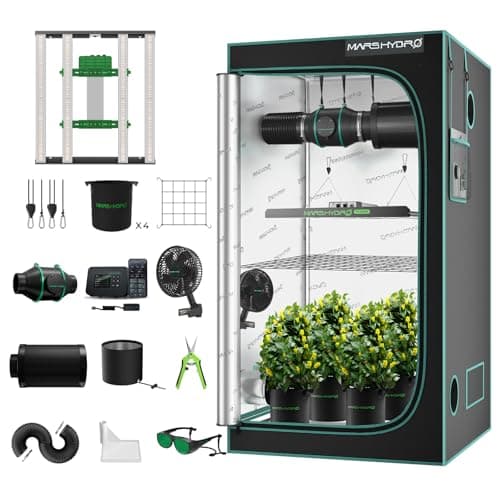 Mars Hydro 3x3 Smart Grow Tent Kit Complete System with WiFi-Integrated Controller 43,FC-E3000 APP Control Dimmable 1184Pcs Grow Light,1680D High Reflective Mylar,4inch Automatic Ventilation System