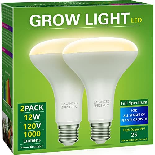 Briignite 2 Pack LED Grow Light Bulb, BR30 Grow Light Bulbs, Full Spectrum Grow Light 12W, Plant Light Bulbs, Grow Light for Indoor Plants, Seedlings, Greenhouse, Hydroponic