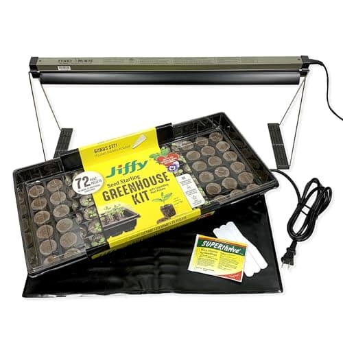 Ferry Morse Your Complete Indoor Seed Starting Kit Including Heat Mat, T5 Grow Light Fixture, and 72 Cell 36mm Pellet Seed Starter Greenhouse Kit