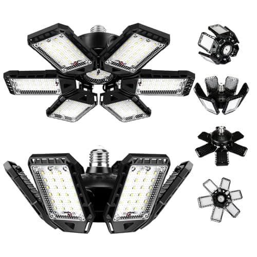 LED Garage Lights Bulb 2 Pack 180W 18000LM 6500K Led Shop Light with 6 Plus 1 Deformable Panels Basement Barn Ceiling Lights for E26/E27