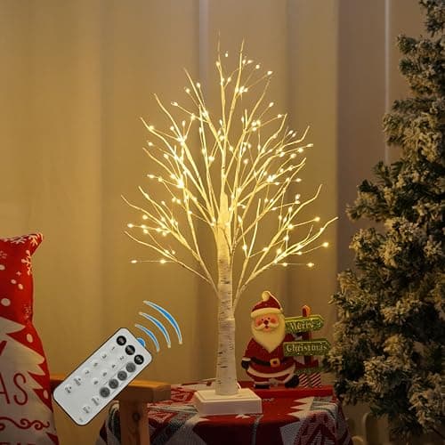 144 LED Birch Tree Lights with Remote Control, DIY Artificial Tree Lamp with Timer, Twinkle Lighted Tree 3 AA or USB Powered, Fairy Light Spirit Tree for Bedroom Easter Decor (White)