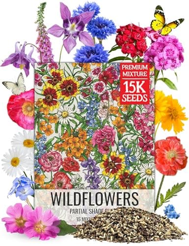 Seed Needs Partial Shade Wildflower Seed Mix for Planting | 1 Ounce 14+ Varieties Open Pollinated Annual & Perennial Species | Flower Seeds Shade Tolerant | Bulk