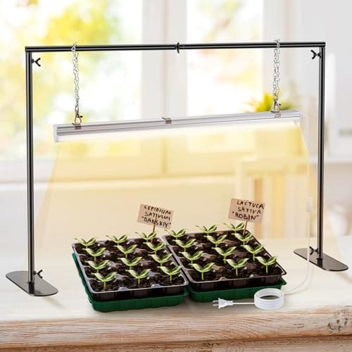 1 Pack Seedling Grow Light with Stand for Indoor Plants, 18W Full Spectrum LED Grow Lamp with Metal Stand, Height Adjustable Seedling Grow Light for Seed Starting, Germination, Hydroponic