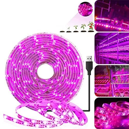 KYUQY LED Grow Light Strips,Waterproof Full Spectrum Plant Grow Light, USB 16ft 300LEDs, Flexible Growing Lamp for Indoor Plants Succulents Hydroponics Greenhouse Gardening