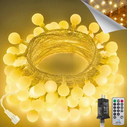 LORRYTE Connectable 43FT 100LED Globe String Lights | 8 Modes Warm White String Lights Plug in with Remote | Hanging Fairy Light for Indoor Outdoor Bedroom Party Classroom Christmas Tree Decor