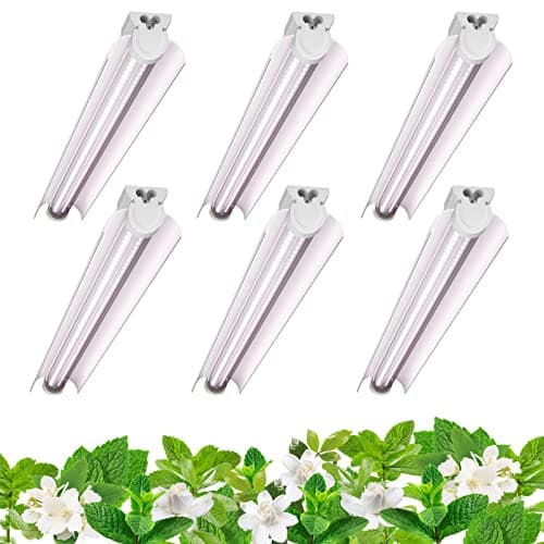 Barrina LED Grow Lights, Full Spectrum, 180W(6 x 30W, 1000W Equivalent), 3ft Grow Light Strips, T8 Grow Light Bulbs, Plant Lights for Indoor Plants, Greenhouse, Pinkish White, Linkable Design, 6-Pack