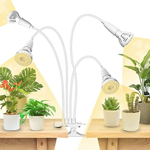 SANSI LED Grow Lights for Indoor Plants, 600W Full Spectrum Clip-on Gooseneck Grow Light with Ceramic Tech.,40W Plant Light for Indoor Growing High PPFD, Lifetime Free Bulb Replacement White, No Timer