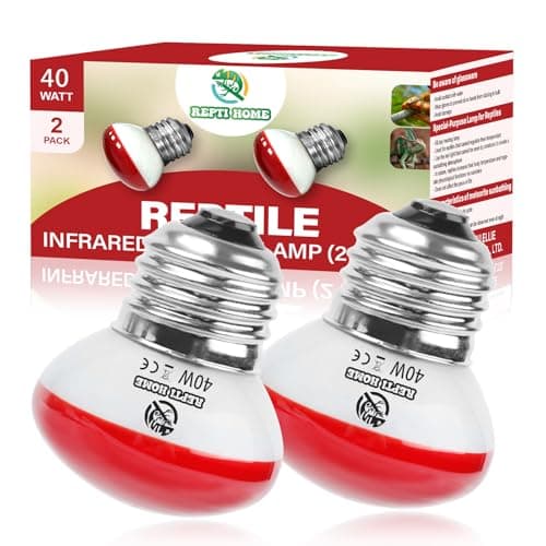 REPTI HOME Infrared Reptile Heat Lamp, UVA Red Heat Light Bulb 40W, 2 Pack Reptile Heat Bulb, Infrared Basking Spot Light for Snake, Leopard Gecko, Turtle, Lizard