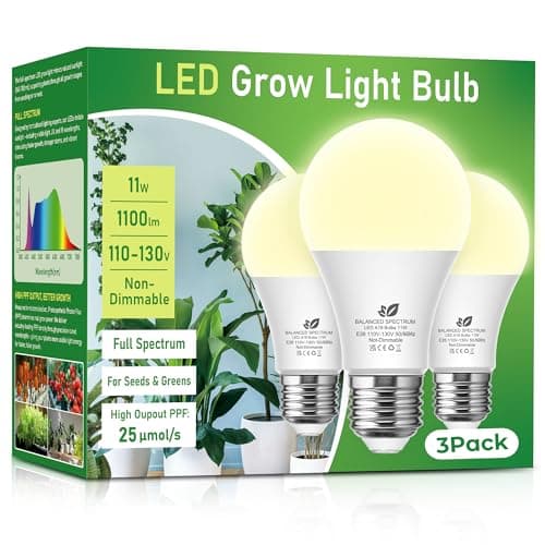 Grow Light Bulbs, Briignite LED Grow Light Bulb A19 Bulb, Full Spectrum Grow Light Bulb, Plant Light Bulbs E26 Base, 11W Grow Bulb 100W Equivalent, Grow Light for Indoor Plants, Seed Starting, 2Pack