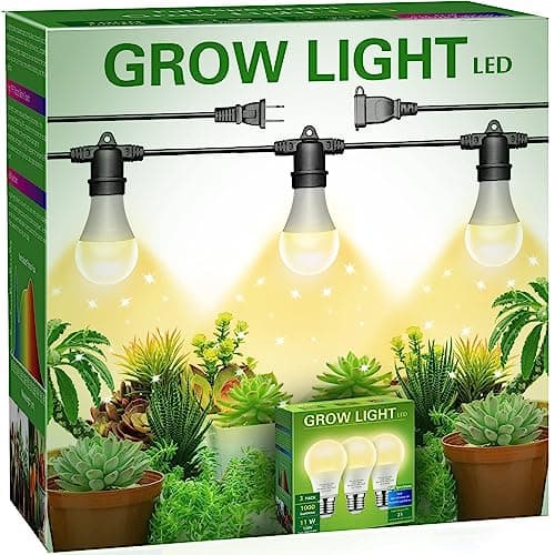 Briignite Hanging Grow Light, 3 LED Full Spectrum Grow Lights with 8.86ft Power Cord, Replaceable Bulbs E26 Base, Linkable Hanging Plant Light, 300W Equivalent