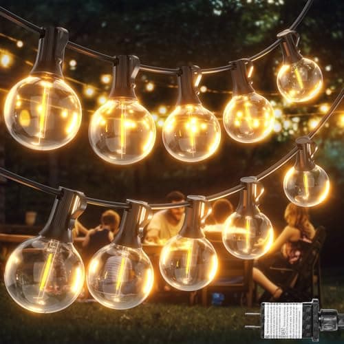 FIBRAVE Outdoor String Lights 30ft LED Hanging Globe Patio Lights with G40 Shatterproof Bulbs(10+1 Bulbs), Waterproof Connectable Hanging Light for Indoor Outdoor Decor Garden Camping Backyard Porch