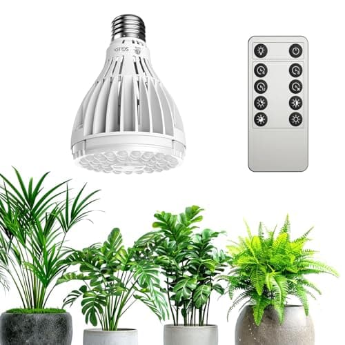 SGLEDs Dimmable Grow Light Bulb, Full Spectrum with Remote Control, Auto On Off Timing 4 8 12 Hrs, 32W PAR20 (350 Watt Equiv) Grow Lamp with Optical Lens for High PPFD, Energy Saving for Indoor Plants