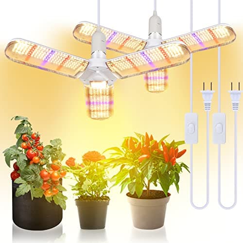 xingruyu 2 Pack 150W LED Grow Light Bulb Foldable Sunlike Full Spectrum Grow Light for Indoor Plants, 414 LEDs Sunlike Plant Light with Power Cord, E27 Plant Lamp for Flowers,Greenhouse Hydroponic