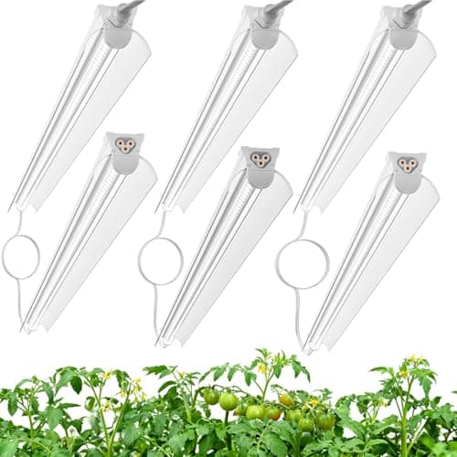 4FT Grow Lights for Indoor Plants,T8 5000K Full Spectrum Plant Light,270W(6 x 45W), LED Grow Light Strips with Timer, Aluminum Reflector, Linkable,Plant Growing Lamp Fixture for Greenhouse Indoor 6pcs