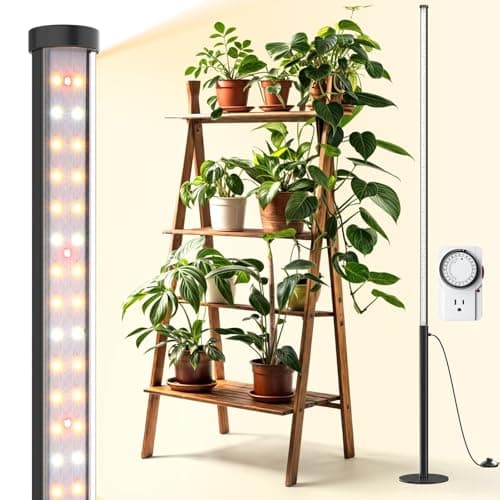 Barrina T10 Pro Standing Grow Light with Timer, 42W, 169 LEDs, Full Spectrum Vertical Grow Light for Indoor, Wide Coverage, 4FT to 5.6FT Height with Foot Switch, Ideal for Flowering and Tall Plants