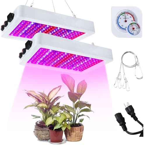 Supervitae 2 Pack 1000 Watt LED Grow Lights for Indoor Plants Full Spectrum Growing Tent Lamps Veg Seedling Bloom All Growth Stages with Temperature Hygrometer & Hanging Kit for Vegetable Flower