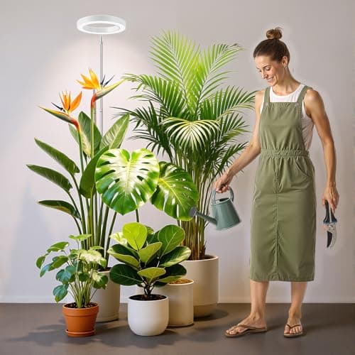 Kullsinss White Grow Light, Full Spectrum LED Plant Lights for Indoor Growing with 6/12/16H Timer, 3 Color Modes, 5 Brightness, 10"-65" Height Adjustable Plant Grow Lamp for Large Indoor Plants