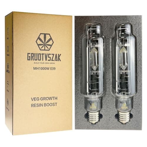Metal Halide 1000W E39 6000K MH 1000 Watts Grow Light Bulb 1450μmol High PAR 95000 Lumens 40% Rich Blue and Violet Spectrums for Veg Growth Resin Boost Hydroponic Horticulture 2-Pack