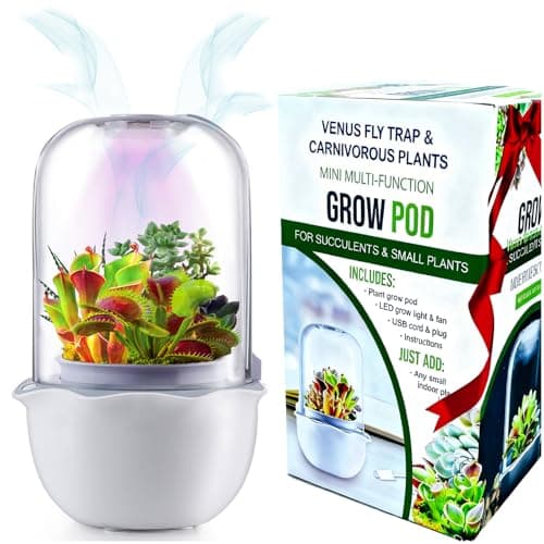 Smart Venus Fly Trap Terrarium Pot with Timer&Fan,Plant Terrarium Kit with Grow Light for Carnivorous,Butterwort, Venus Flytrap,Birthday Plant Gardening Gifts for Women Garden Lover-Planter No Plant
