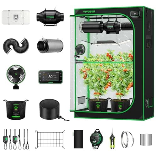VIVOSUN Smart Pro Grow Tent Kit 2x4 Complete Grow System WiFi-Integrated Automatic Control with GrowHub E42A+, 2-in-1 Tunable Spectrum LED Grow Light, 360° Ventilation & Circulation Control System