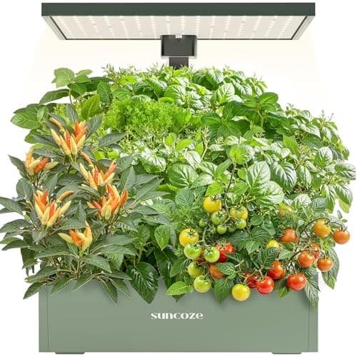 SUNCOZE Hydroponics Growing System Kit, 20 Pods Indoor Herb Garden with 10L Water Tank & Adjustable Height 25", 30W LED Grow Light, LCD Display with Veg/Flower Modes, Pump & Low Water Reminder, Green