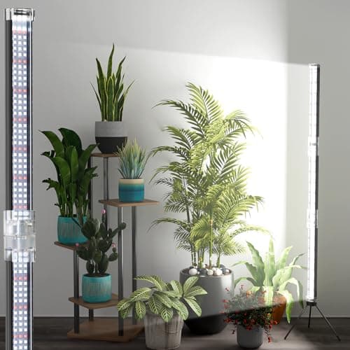 WeeLeeGoo Super-Bright 48" T10 Plant Lamp, 6000k Full Spectrum Standing Grow Light, 3 Modes & 5 Dimming Levels, Timer 4/8/12H,12V/3A High Power Output for Large & Tall Indoor Plants