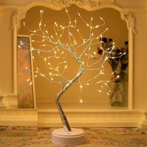 Hwylizg Fairy Light Spirit Tree,20" Tabletop Bonsai 108 LED Tree Light, USB or Battery Powered,Touch Sensor Switches,DIY Artificial Tree Lamp for Bedroom Desktop Christmas Room Decor (Warm White)